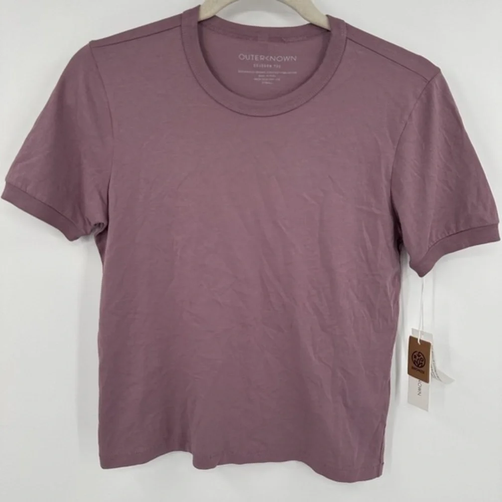 Outerknown Short‑Sleeve Crewneck Tee in Dusty Mauve